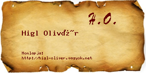 Higl Olivér névjegykártya